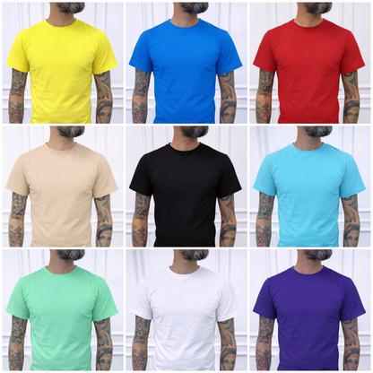 T-SHIRT GIROCOLLO COLORATE BASIC COTONE  ELASTICO SOTTO GIACCA S,M,L,XL,XXL