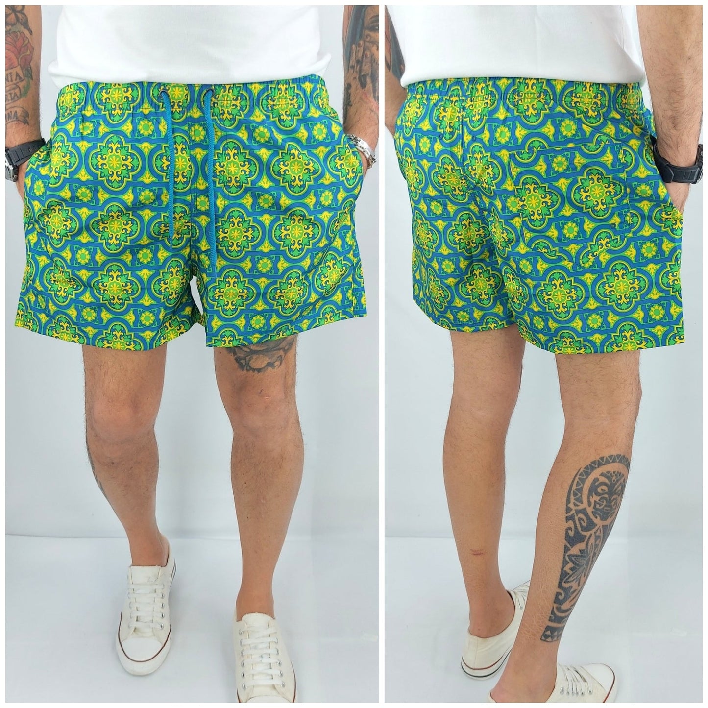 Costume Da Bagno Uomo Mare Sicilia Bermuda Fiori Pantaloncino Corto Boxer Slip
