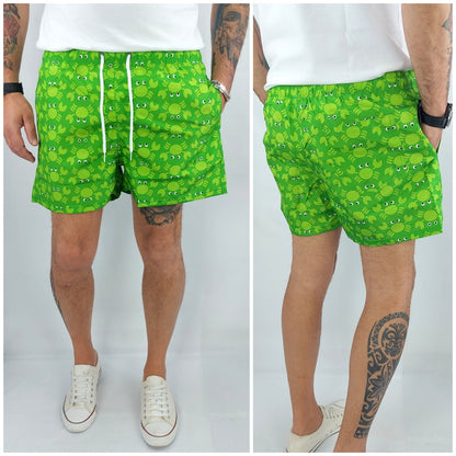 Costume Da Bagno Uomo Da Mare Granchio Bermuda Fiori Pantaloncino Boxer Corto