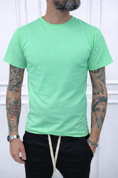 T-SHIRT GIROCOLLO COLORATE BASIC COTONE  ELASTICO SOTTO GIACCA S,M,L,XL,XXL